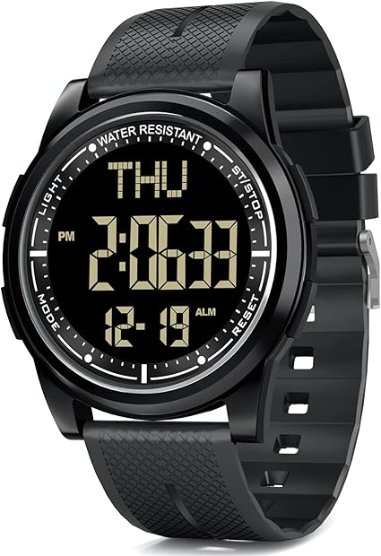 Orologio Digitale Quadrato Gosasa Unisex In Resina - Cronografo, Conto Alla Rovescia, Doppio Fuso Orario, Impermeabile 50m, Luce LED