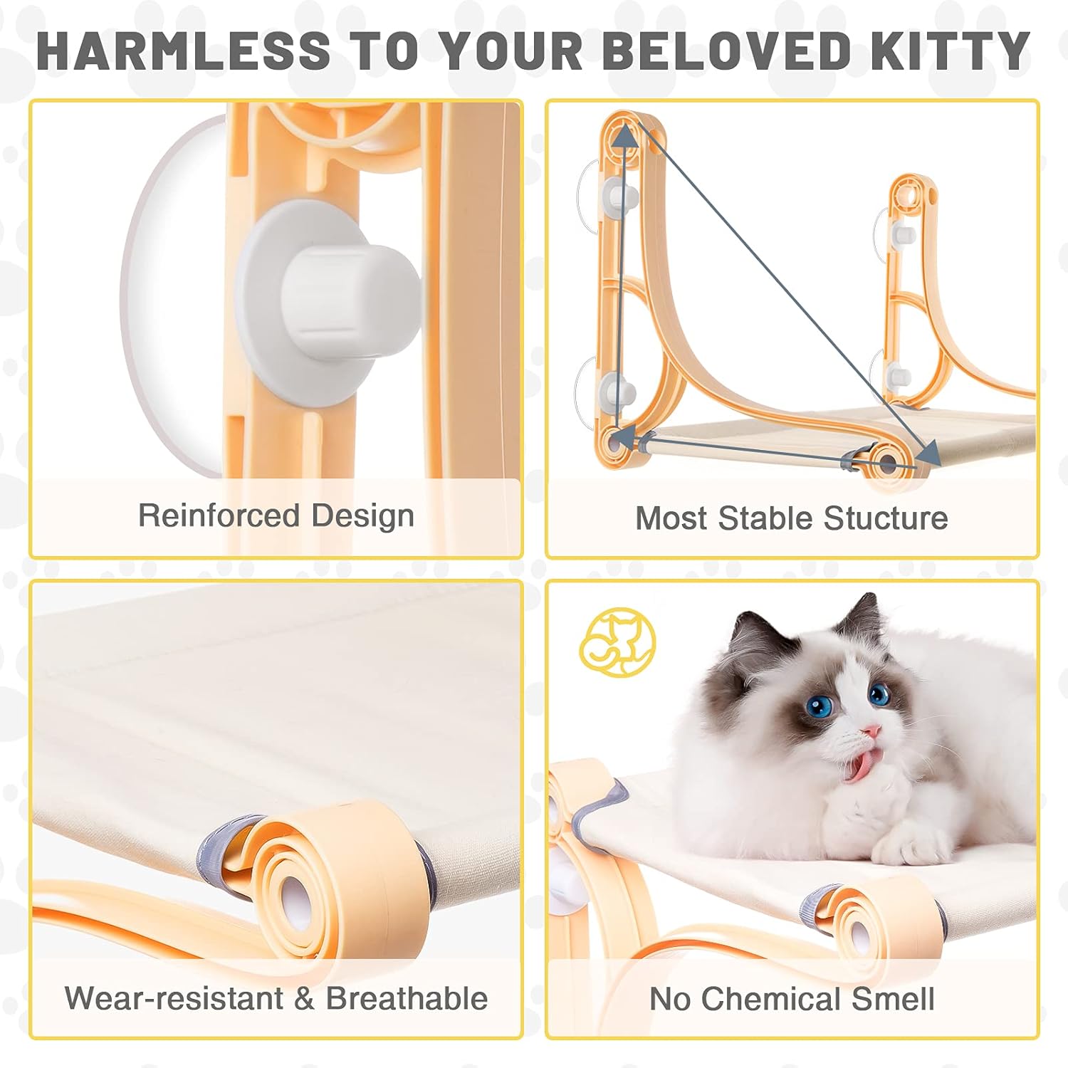 ZRU Cat Window Perch Cat Window Hammock with 2 Installation Styles, Safe & Sturdy Cat Hammock with Reinforced Suction Cups, Cat Window Seat Bed for Indoor Cats (Yellow) : Pet Supplies