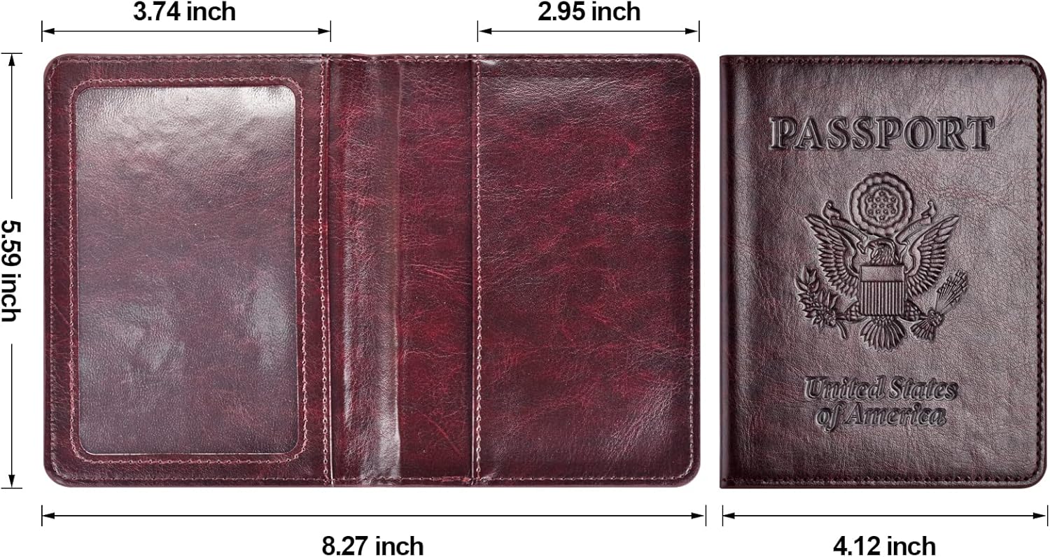  | passport and vaccine card holder combo， passport holder with vaccine card slot， passport wallet， passport cover with vaccine card holder，passport case，vaccination card passport holder (Brown) | Passport Covers