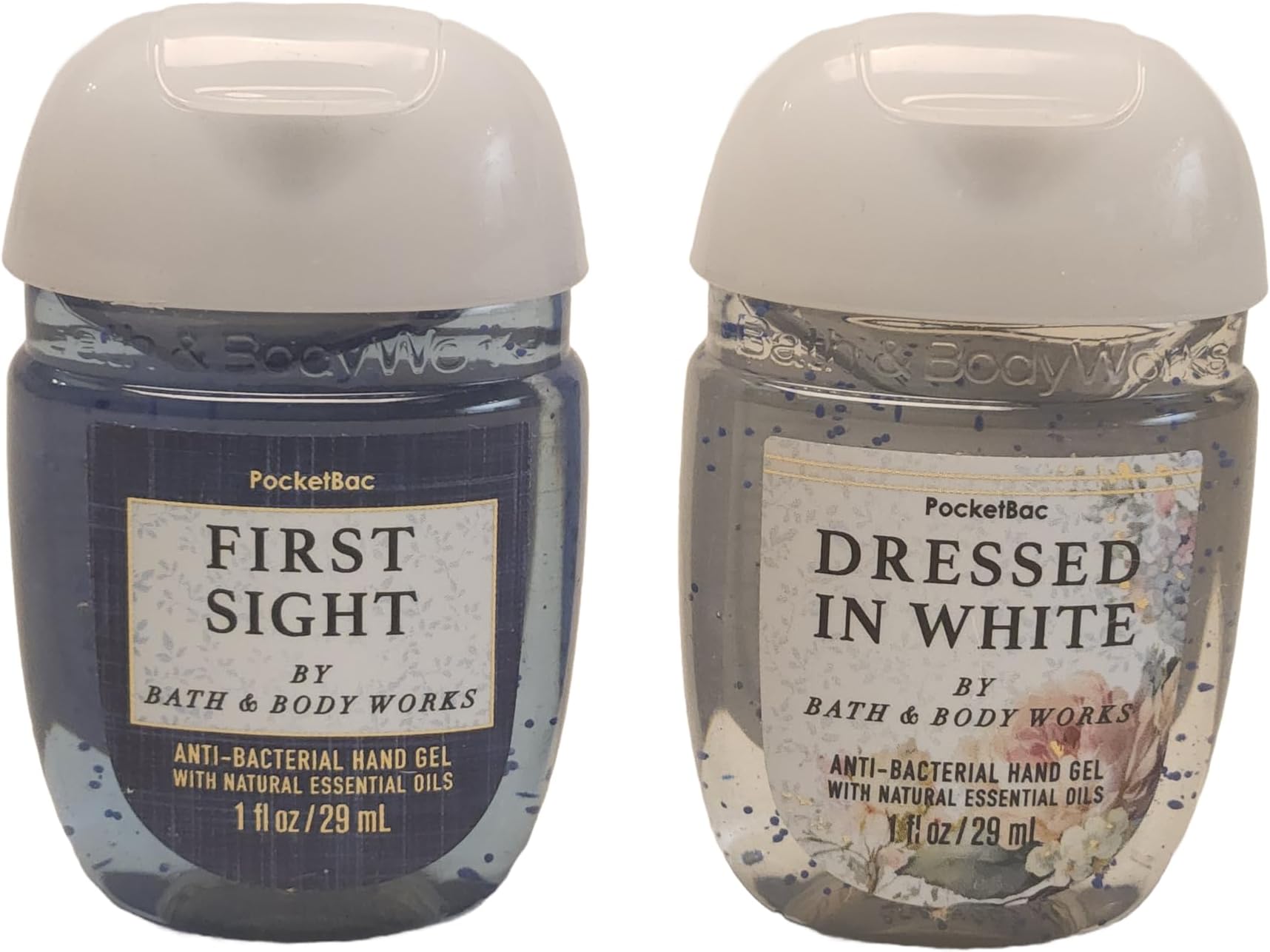 Bath and Body Care - Travel Size Sanitizer - 2 piece Bundle Set Hand Gel - 1 Fl Oz each LIMITED EDITION Scent (WEDDING SET)