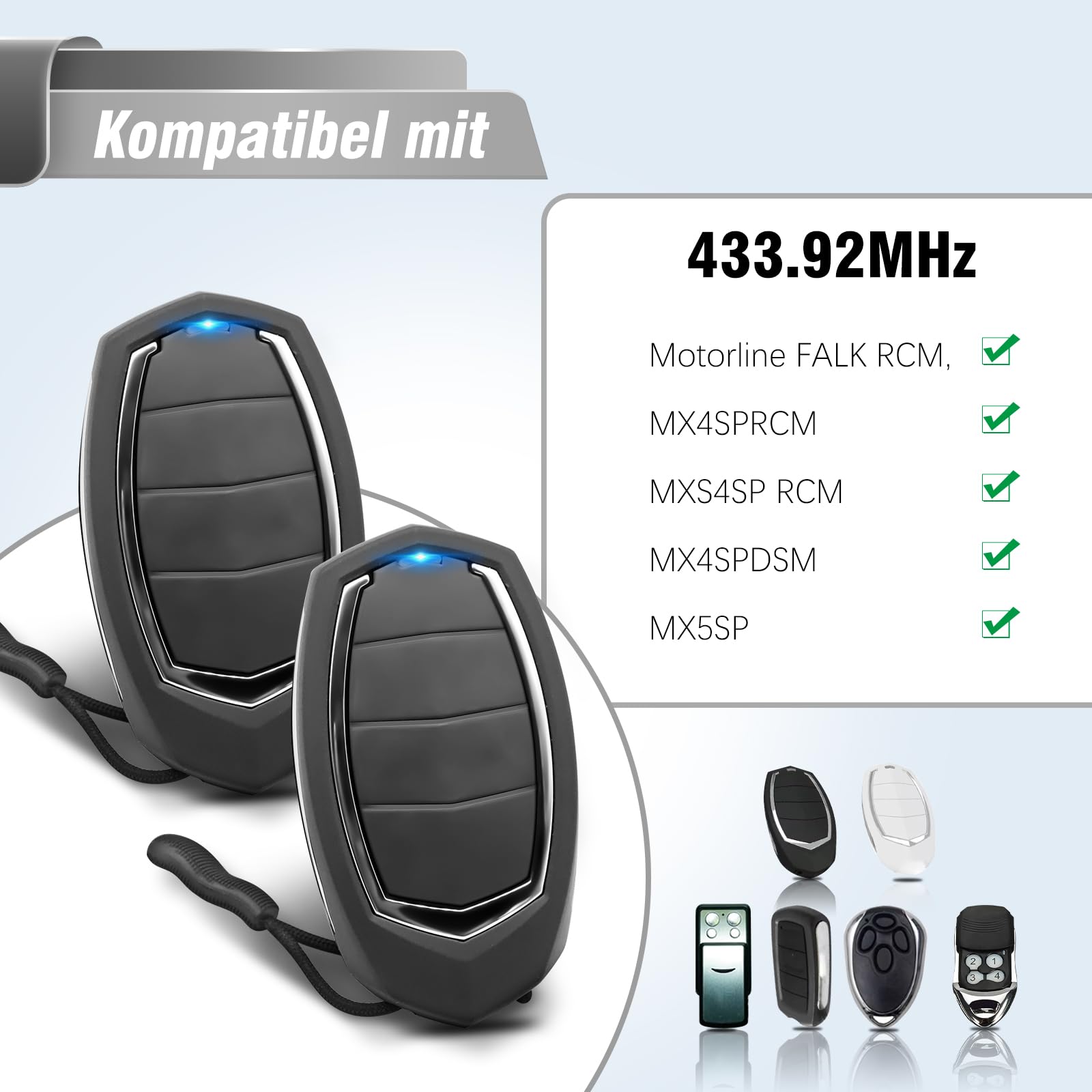 433,92 Mando Garaje,3 Unidades Mando Garaje Compatible con MOTORLINE Falk MX4SP MXS4SP MX5SP RCM DSM,Mando Puerta Garaje