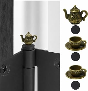 3 Pcs Antique Bronze Teacup Hinge Heads Decorative Topper Door Hinge Decor Miniature Tea Set Hinge Covers for Painting Whimsical Home Decoration
