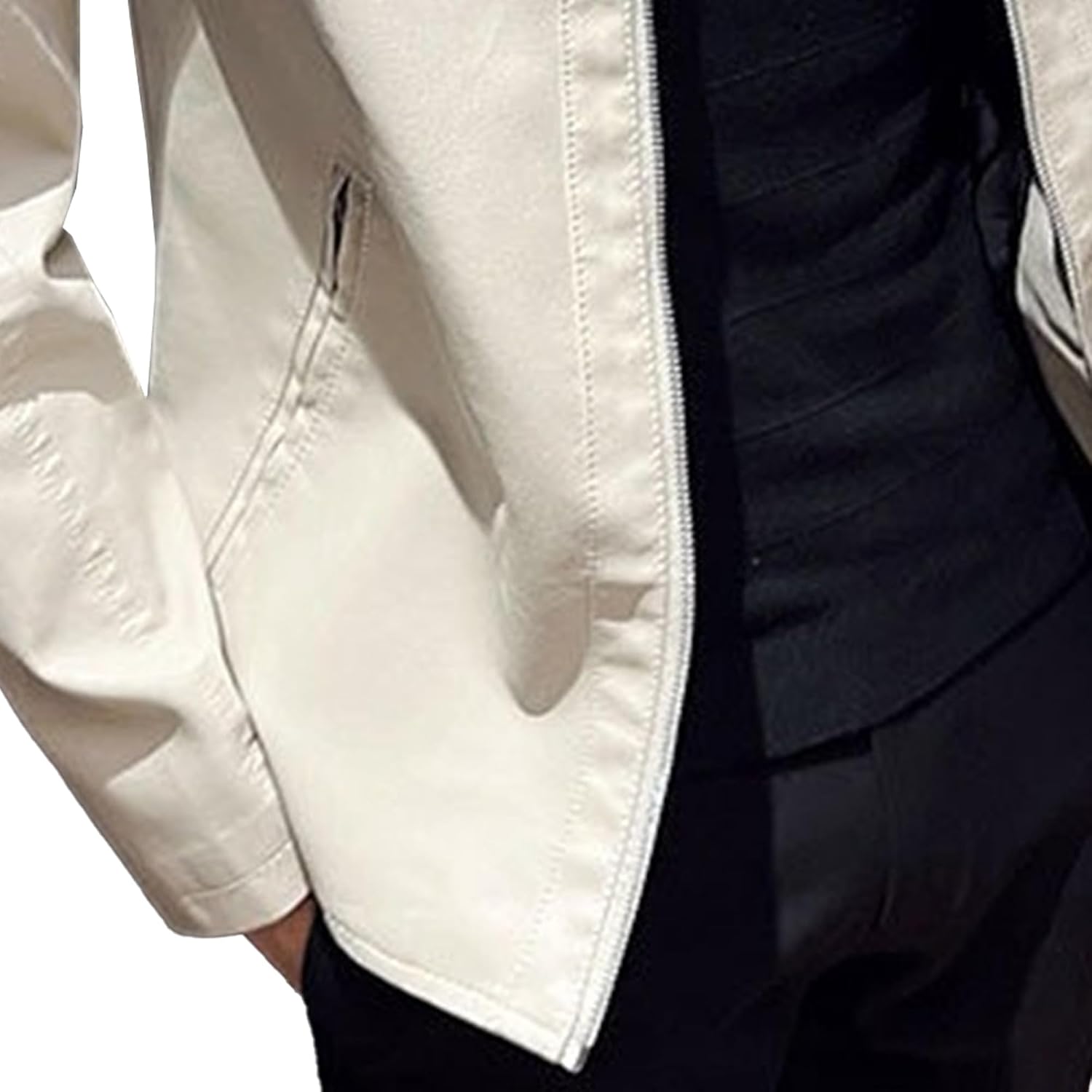 Men's Spring Slim Fit Pu Coat Vintage Zip-Up Motorcycle Jacket Mens Faux Leather Jacket