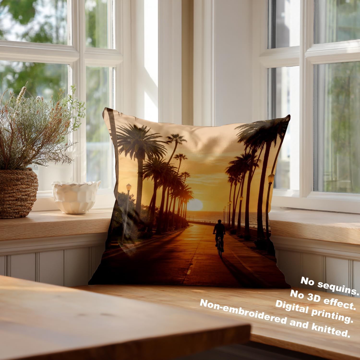 Batmerry Palm Blue Throw Pillow Covers, Beverly Hills California Palm Decorative Pillow Covers Digital Printing Blended Fabric for Couch Sofa Bed Invisible Zipper 22X22 in(Set of 2)