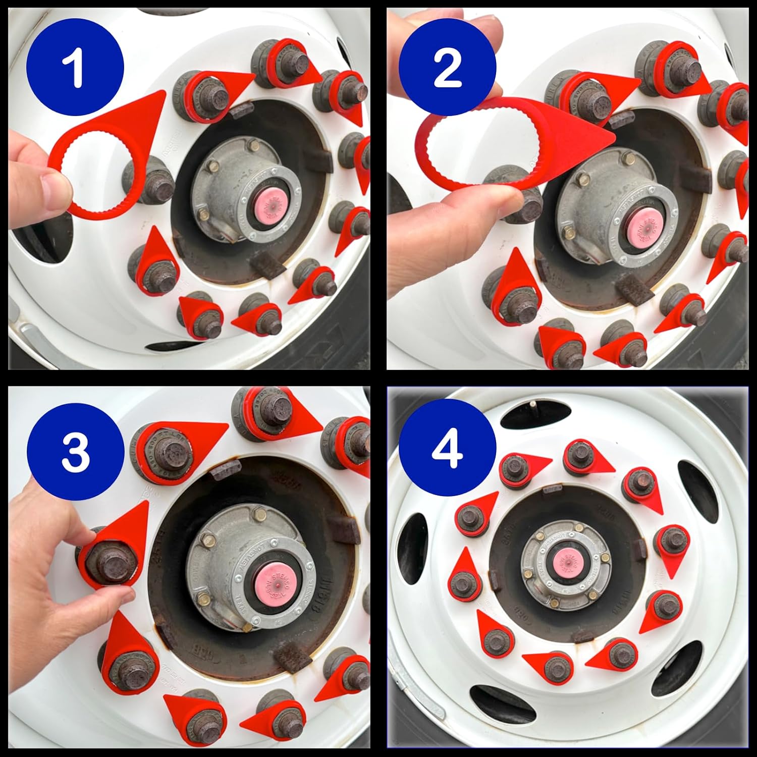 19mm Red Loose Wheel Lug Nut Safety Check Indicators 100 Pack - Commercial Truck Wheel Nut Pre-Trip Safety Inspection Tool