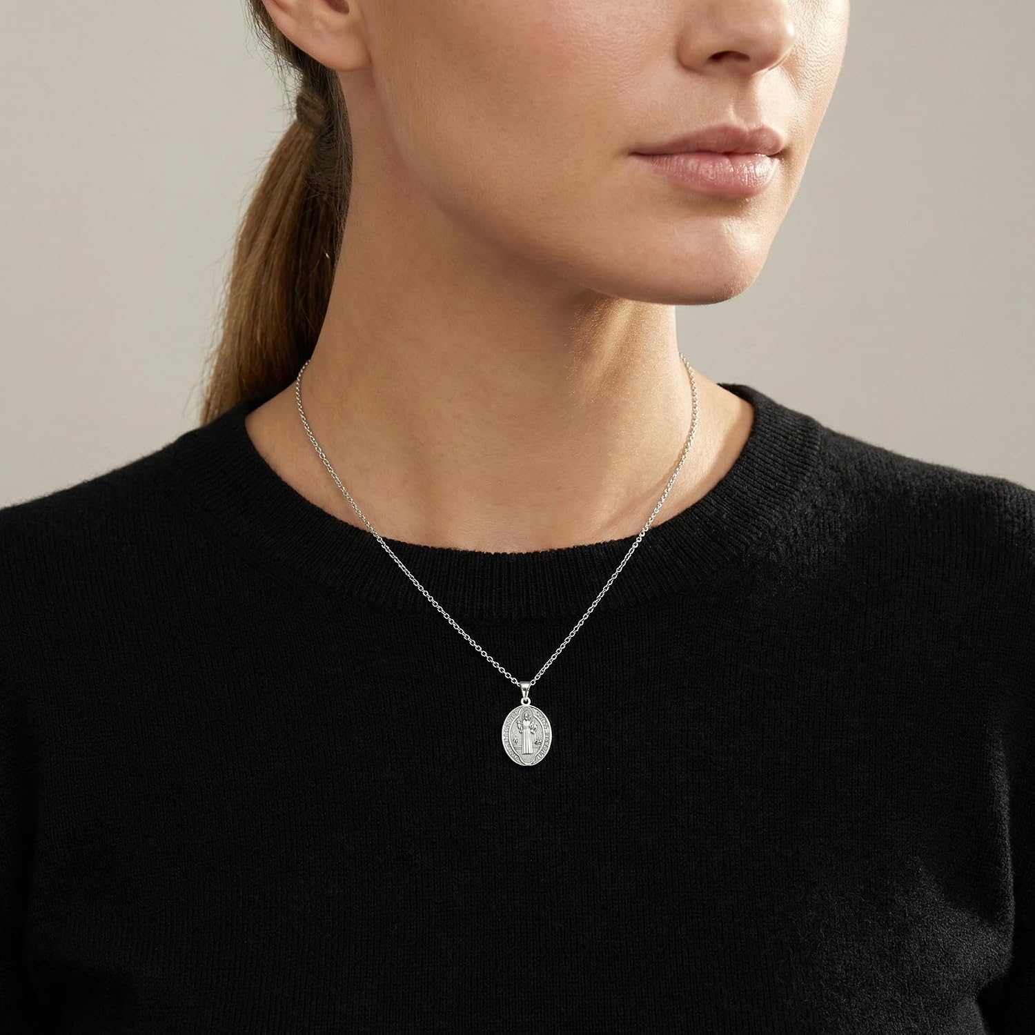 St Benedict Medals Necklace Saint Benedict Pendant Necklace Catholic Jewelry Gifts for Men Women