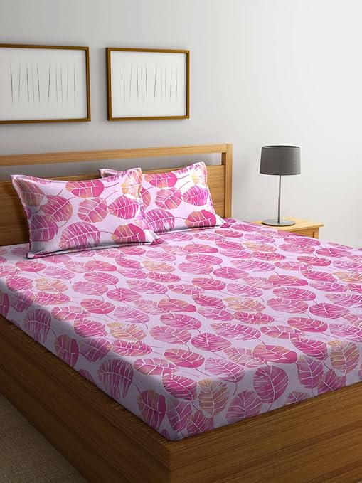 Bombay Dyeing 144TC One King Size Double Bed Sheet With Two Pillow Cover SERENITA King Size 1+2KSBSET 274x274 TC1407253 (Pink)