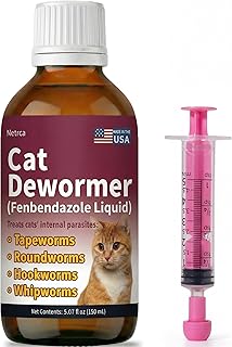 Fenbendazole for Wormers, Dewormer for Cats & Kitten, Tapeworms Roundworms & Hookworms & More, Tape Worm Medicine for Cat, 150 mL