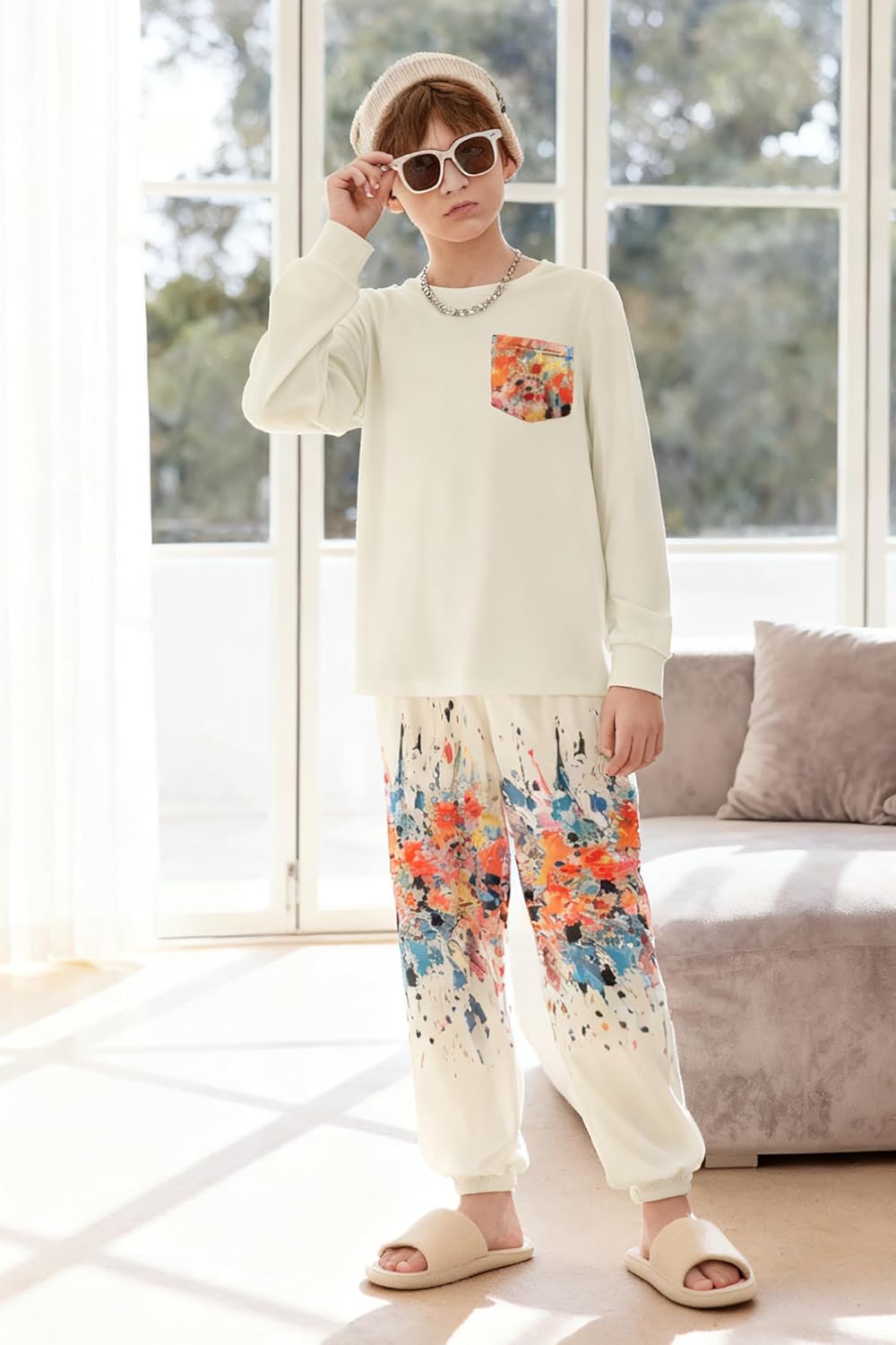 Arshiner Boys Fall Clothes Set Long Sleeve Pullover T-Shirt & Jogger Pants Casual Outfits for 5-13 Years Kids - Image 2