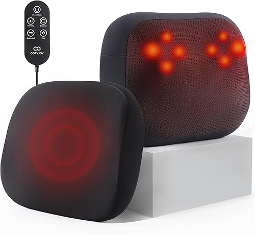 Masajeador de espalda con calor, masajeadores de cuello Shiatsu 2 en 1 con amasamiento de tejido profundo 3D y calefacción de doble cara para