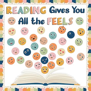 Reading Bulletin Board Classroom Decorations Set Reading Gives You All the Feels Bulletin Board Boho Emotion Feeling Cutout for Classroom Chalkboard Wall Decor for Teacher Preschool Elementary