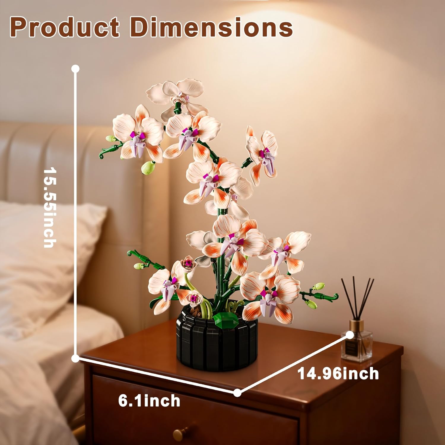 Orchid Flower Building Set, Botanical Collection Flower Building Block Set, Compatible with Lego Flowers, Artificial Flowers Plant Gifts for Adults Home and Office Desk Decor (866PCS) - Image 4