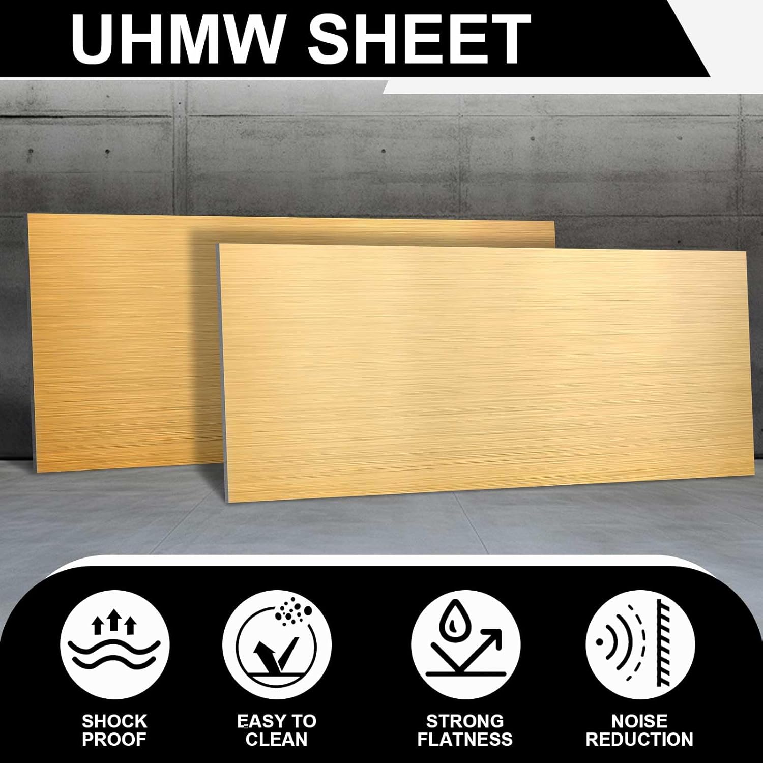 Blulu 2 Pcs Aluminum Composite Panel, 1/8" Thick Rectangle Aluminum Plastic Composite Sheet Plate for Industry Crafting Handcraft DIY Projects, Brushed Gold (36"x12")