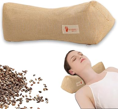 Neck & Cervical Pillows Buckwheat Pillow ,Neck Support Pillow Cervical Neck Roll Bolster Pillow,Neck Pain Relief for Back and Side Sleepers Round Pillows Yellow