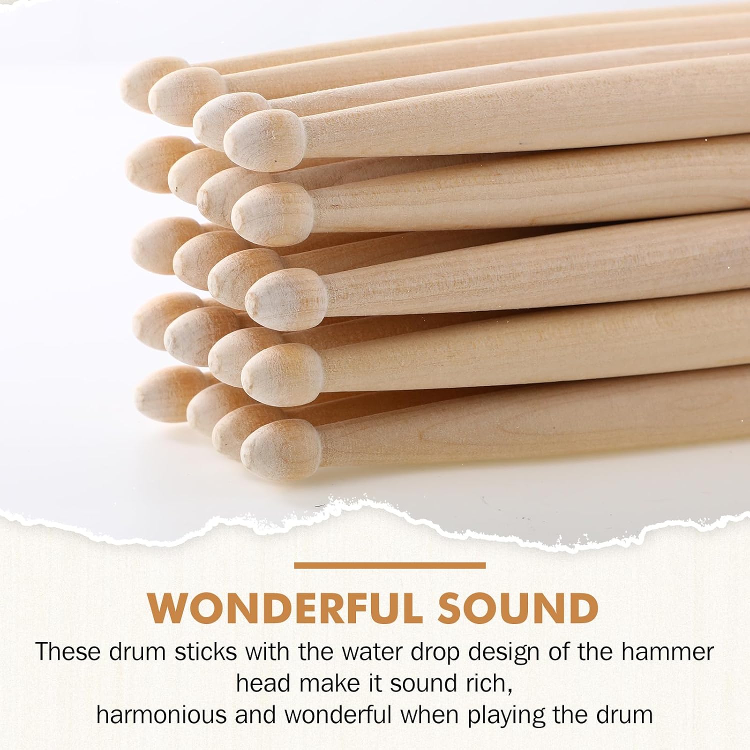 10 Pairs 7a Drum Sticks Bulk, Classic Maple Wood Tip Drumsticks for Kids Beginners Students, Band Musical Instrument Percussion Accessories, Consistent Weight and Pitch image 5