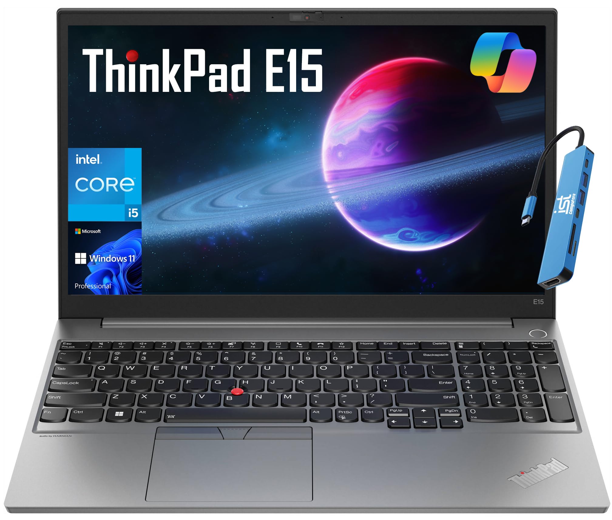 LenovoThinkPad E15 Business Laptop (15.6" FHD, Intel 4-Core i5-1135G7 (＞i7-10510U), 16GB RAM, 512GB SSD), Backlit, Fingerprint, Thunderbolt 4, Privacy Webcam, IST HUB, Ethernet, Win 11 Pro, Black