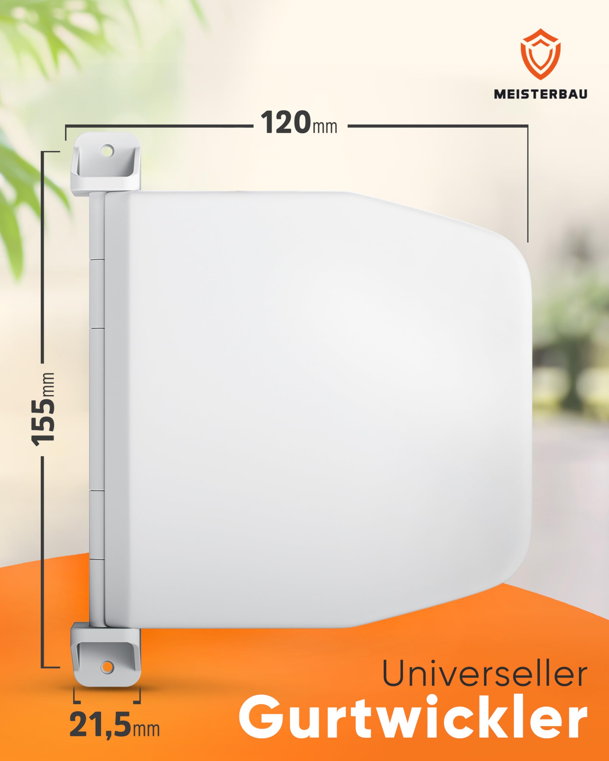 MEISTERBAU - Rolladen Gurtwickler Aufputz [ohne Gurt] - [Made in Germany] - 3 Stück aufklappbare Rollladen Aufwickler für Rolladengurt 14mm - 180° schwenkbar mit Lochabstand 155mm + Aufbauvideo - Weiß