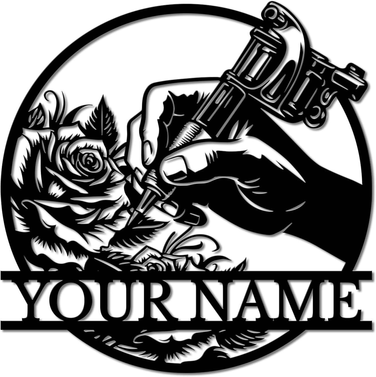 Personalized Tattoo Machine Metal Sign, Custom Tattoo Shop Wall Art, Tattoo Artist Gift, Studio Name Sign, Vintage Ink Decor, Tattoo Parlor Grand Opening Gift (Style-6)