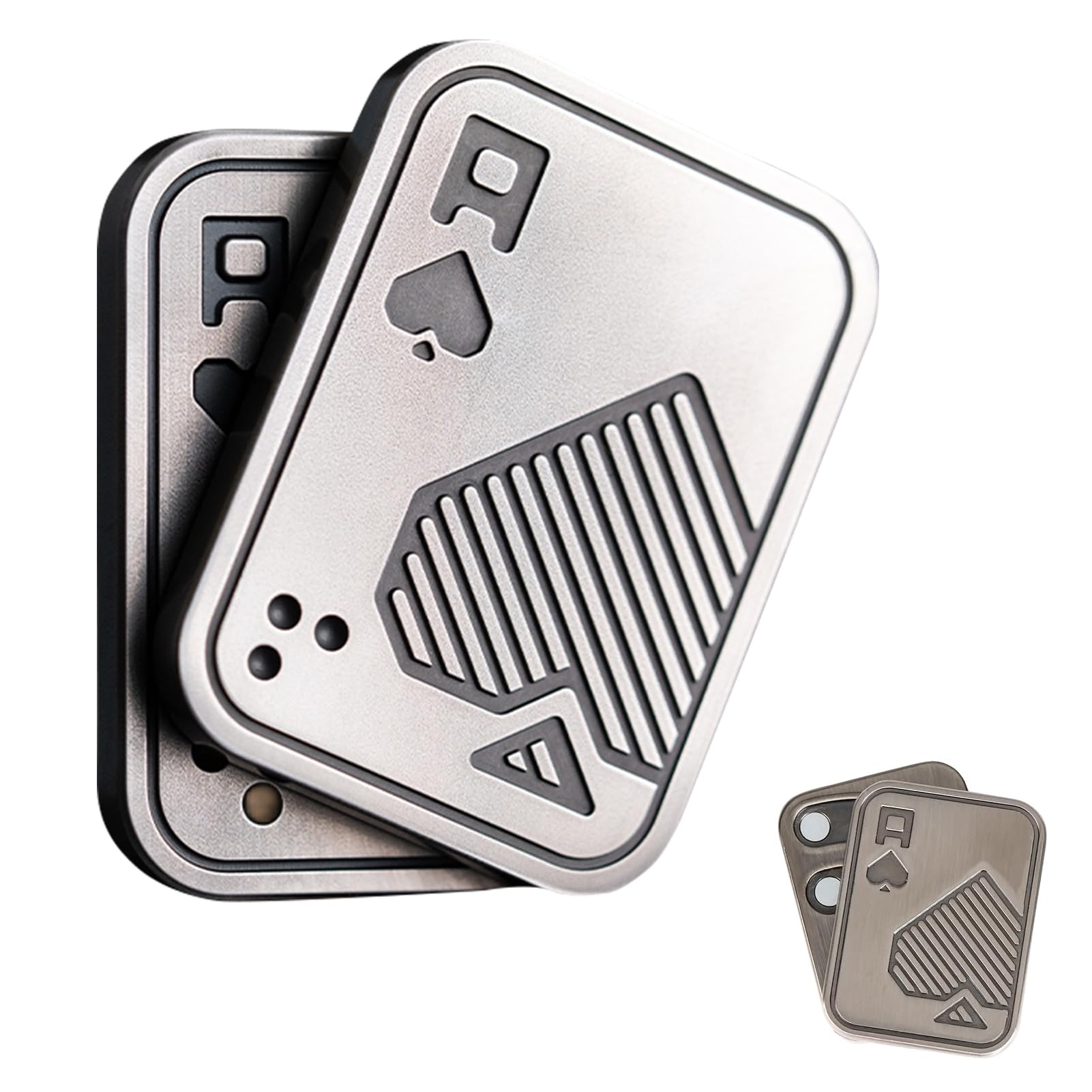 Fidget Slider, Metal Poker Fidget Slider for Adults Portable Magnetic Slider Toy Fidget Clicker Office Desk Toys Adult Fidget Gadgets Anxiety Stress Relief Toys Gifts for Boyfriend Father (Set A)