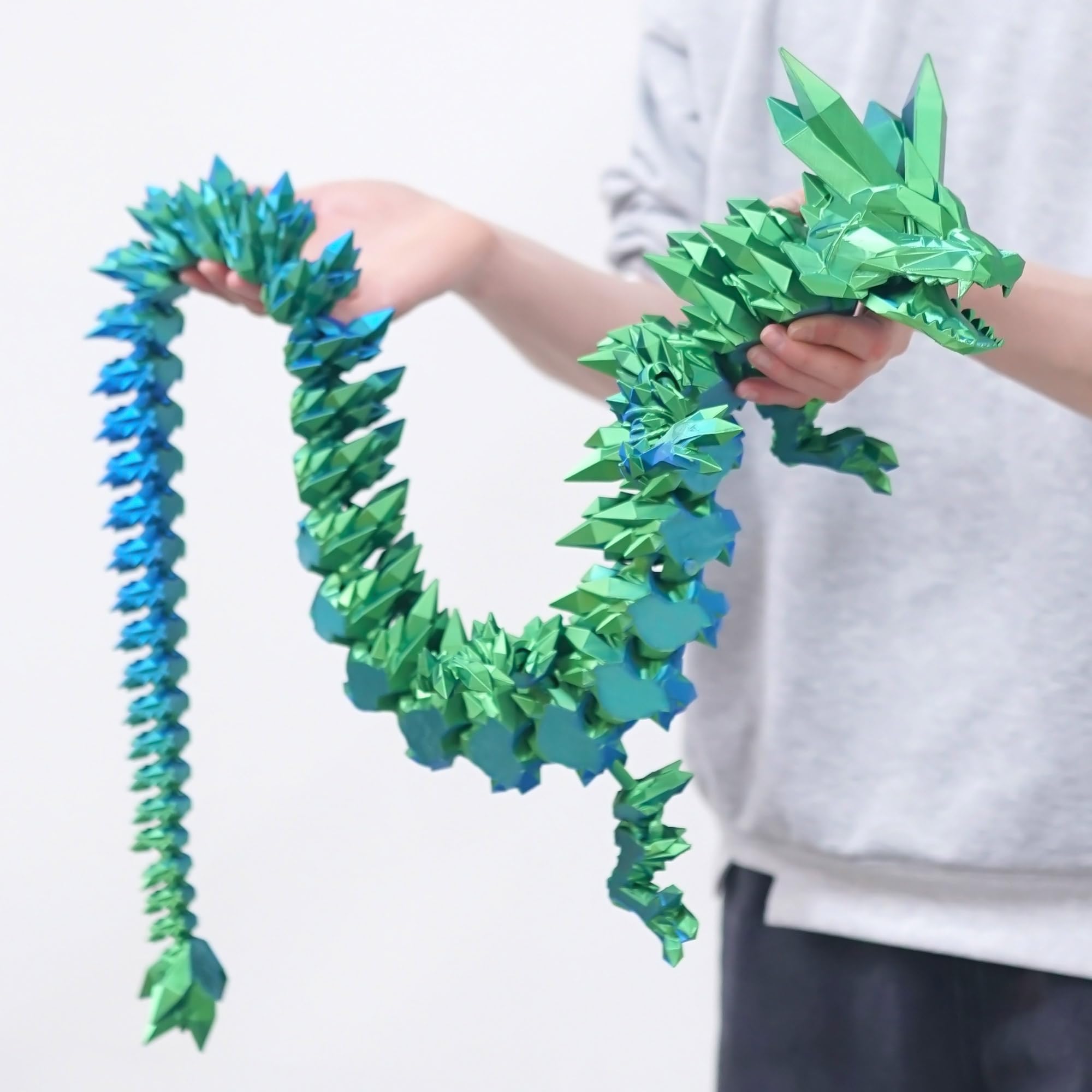 BANPIWOLG 48.82inch Super Large 3D Printed Crystal Dragon,Movable Mouth,Flexible Joint Animal lacertid Figurines, Home Office Decor,Fidget Toy for Adults Teens Boy Festival Gifts (GB)