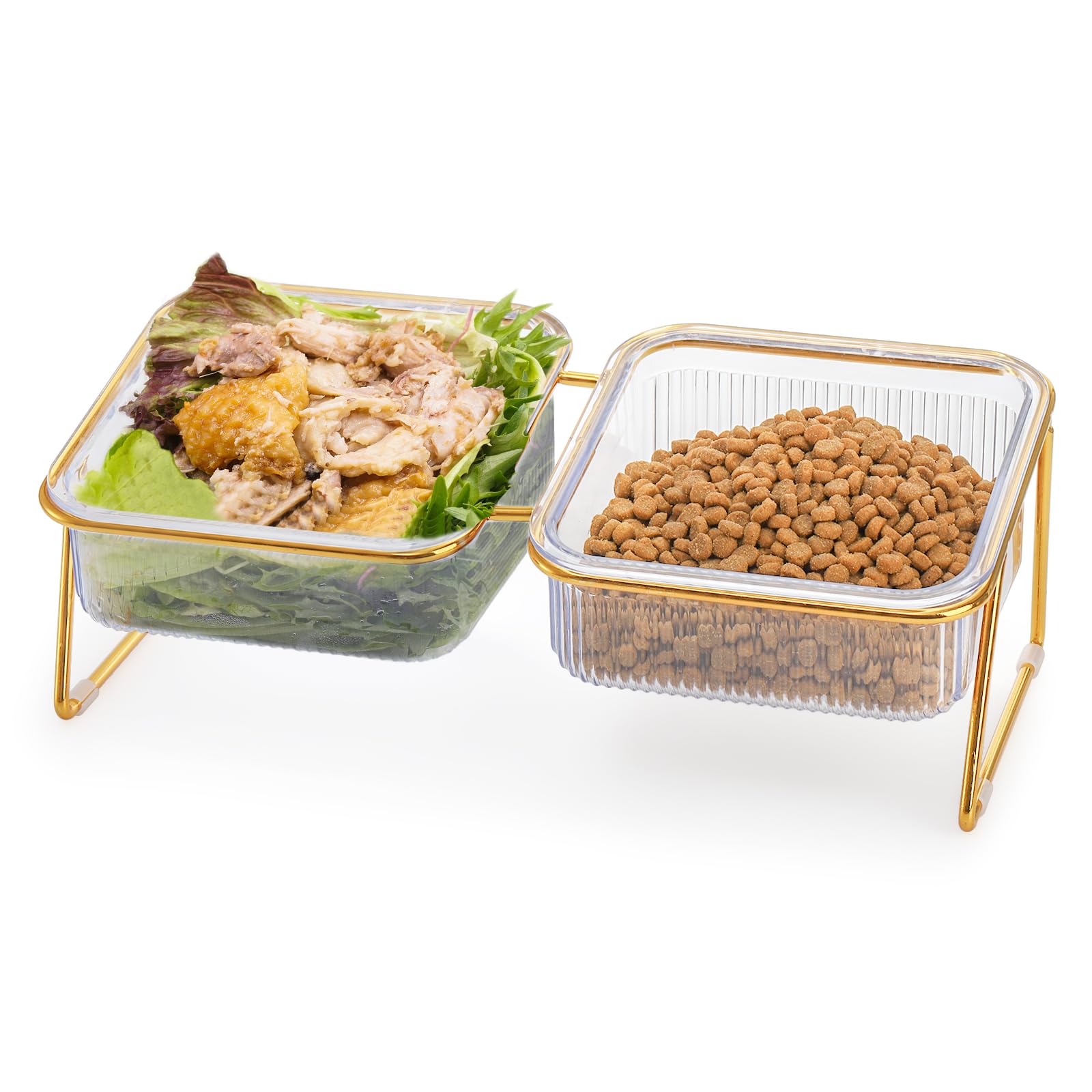 Ensemble de gamelles surélevées pour chats – 15 bols surélevés inclinés avec support en fer, plats anti-vomissements pour chats d'intérieur et chiots – 708,7 g