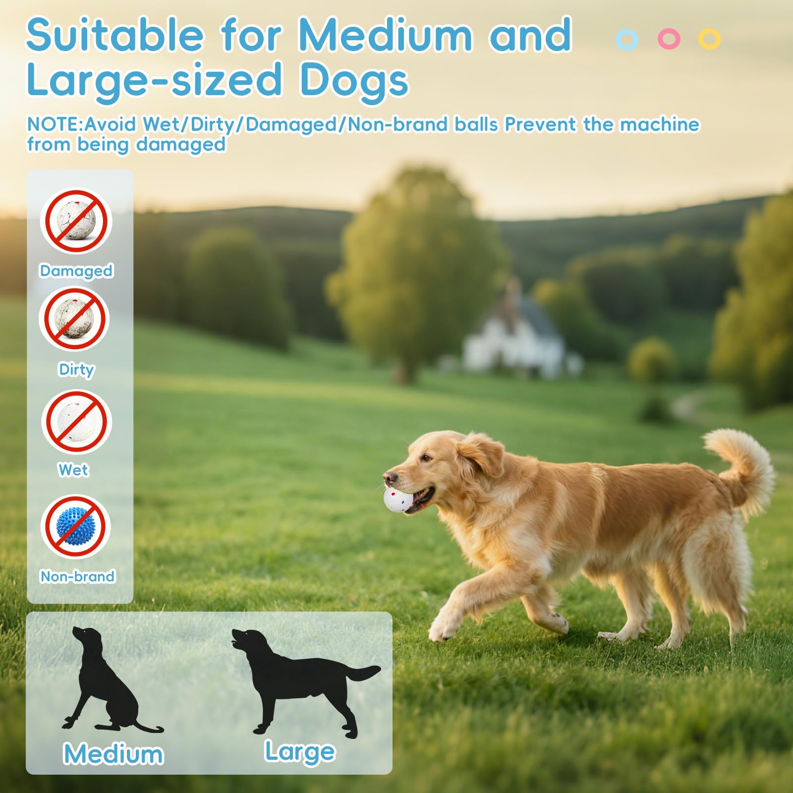 FAHKNS Automatic Ball Launcher for Large Dogs: 40/60/80FT Distance Dog Ball Thrower with Remote Control, 3 Adjustable Distances & Random Mode, 8 Pack 2.5" E-TPU Balls Included - image 7