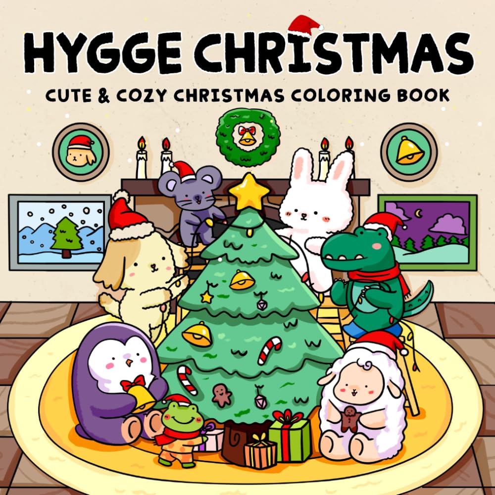 Hygge Christmas: Cute and Cozy Christmas Coloring Book for Adults and Teens Featuring Adorable Animal Characters in Festive Winter Holiday Scenes for Relaxation - Image 1