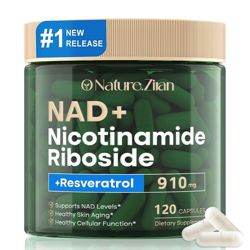 O NATURE . ZIRAN Suplemento de NAD+ e resveratrol 910 mg para mulheres e homens, 120 cápsulas