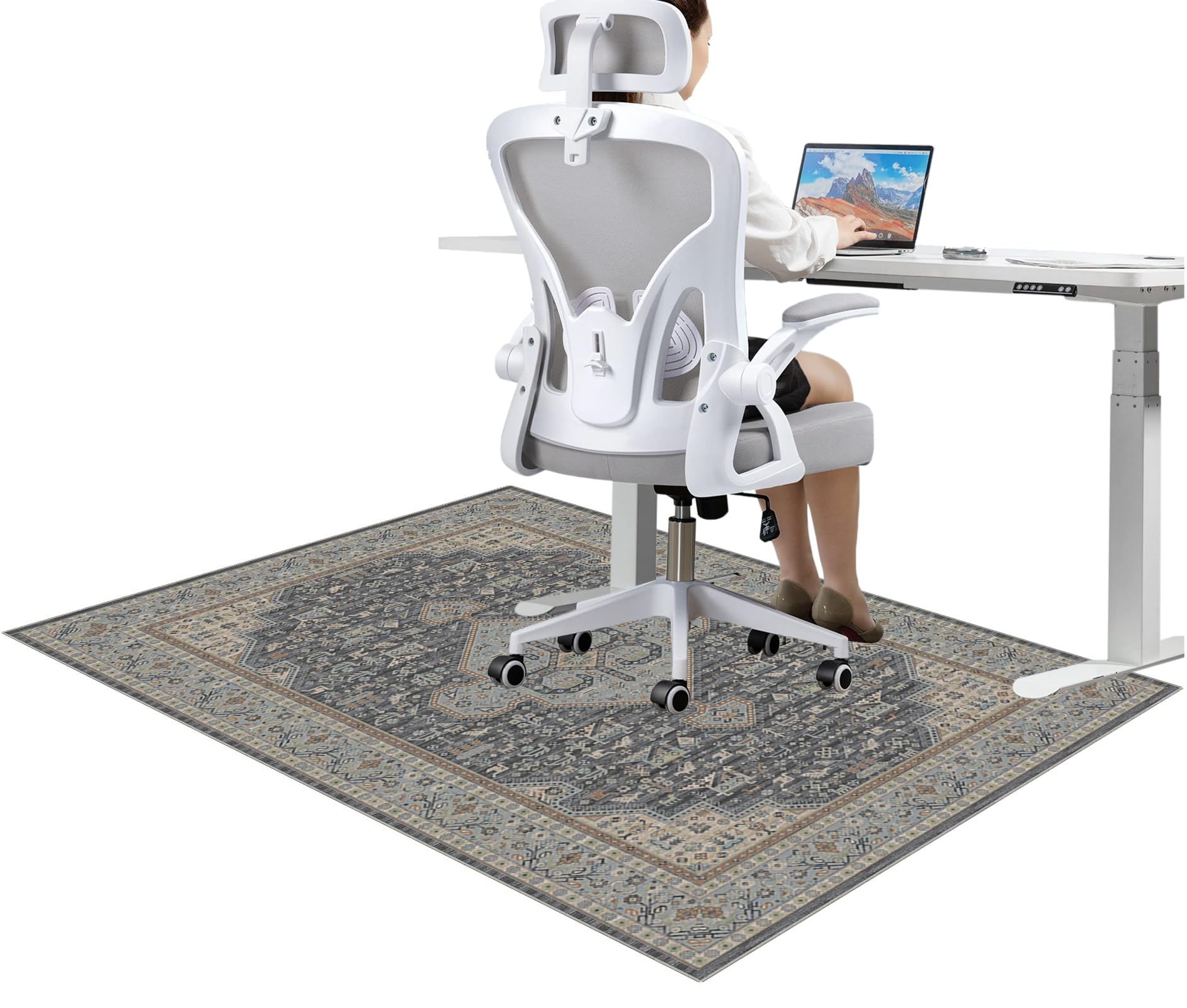 Jaevkwzy Color-B06 Floor Protector For Rolling Chair, Office Chair Mat For Carpet Floor, Non-Slip Carpet Chair Mats, Heavy Duty Computer Chair Mat, Desk Chair Mat For Hardwood Floors Tile Laminate 100 X 130 Cm