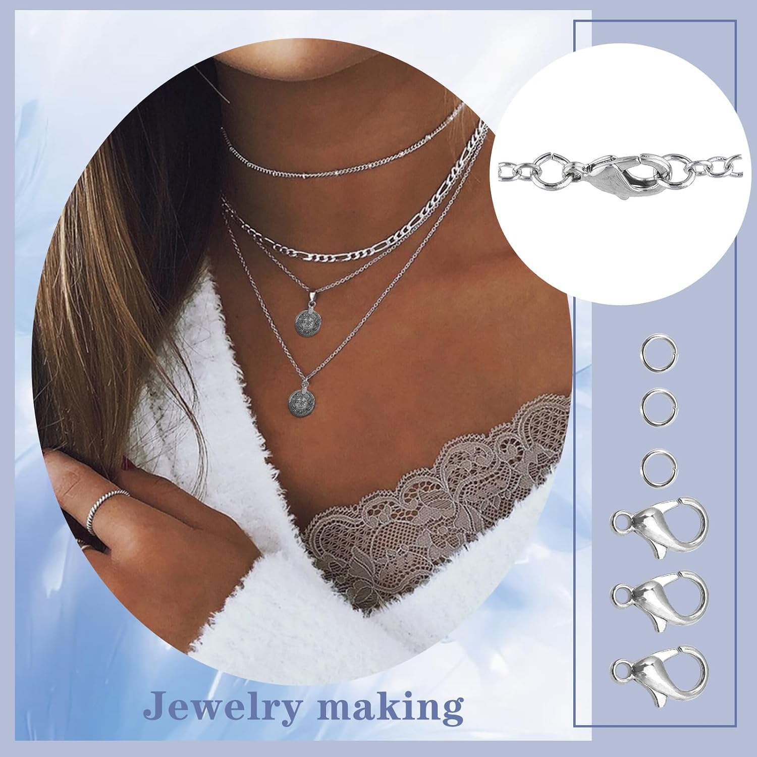TOAOB 16.4 Feet Jewelry Making Chains 2mm Stainless Steel Flat Cable Chain image 5