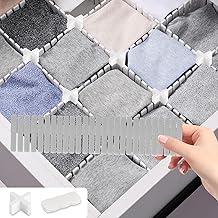 24pcs Adjustable Drawer Dividers & 12pcs Accessories, Plastic Makeup Socks Underwear Kitchen Bedroom Organizer, 32x7cm