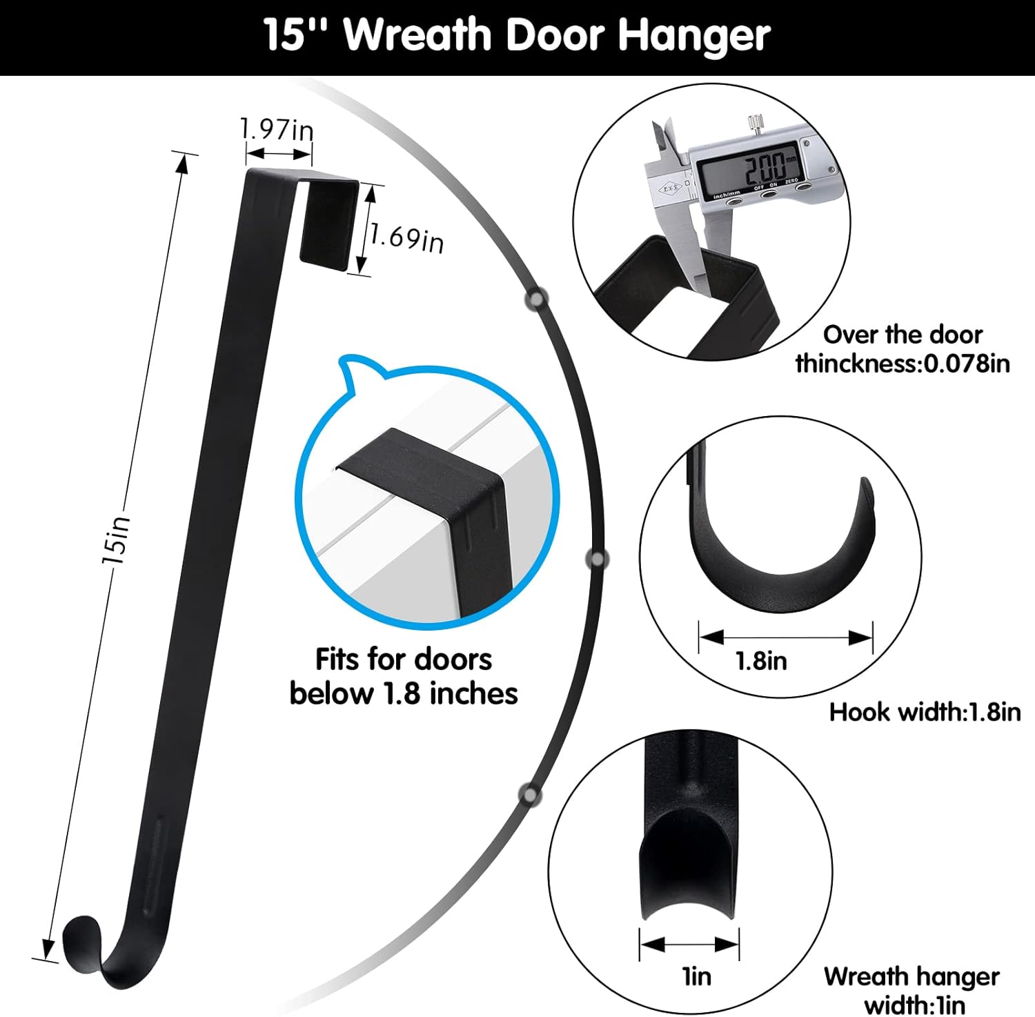 365park Wreath Hangers for Front Door,15in Metal Wreath Door Hanger for Front Door Decor,Wreath Hanger over The Door Hooks for Thanksgiving, Easter,Christmas Decorations,Welcome Sign for Front Door : Home & Kitchen