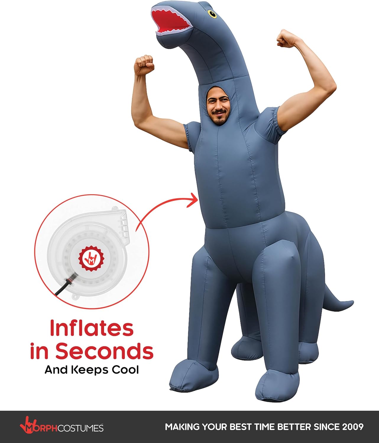 Morph Diplodocus Inflatable Costume, Inflatable Dinosaur Costume Adult, Blow Up Dinosaur Costume Adult, Blow Up Costumes for Adults - Image 6