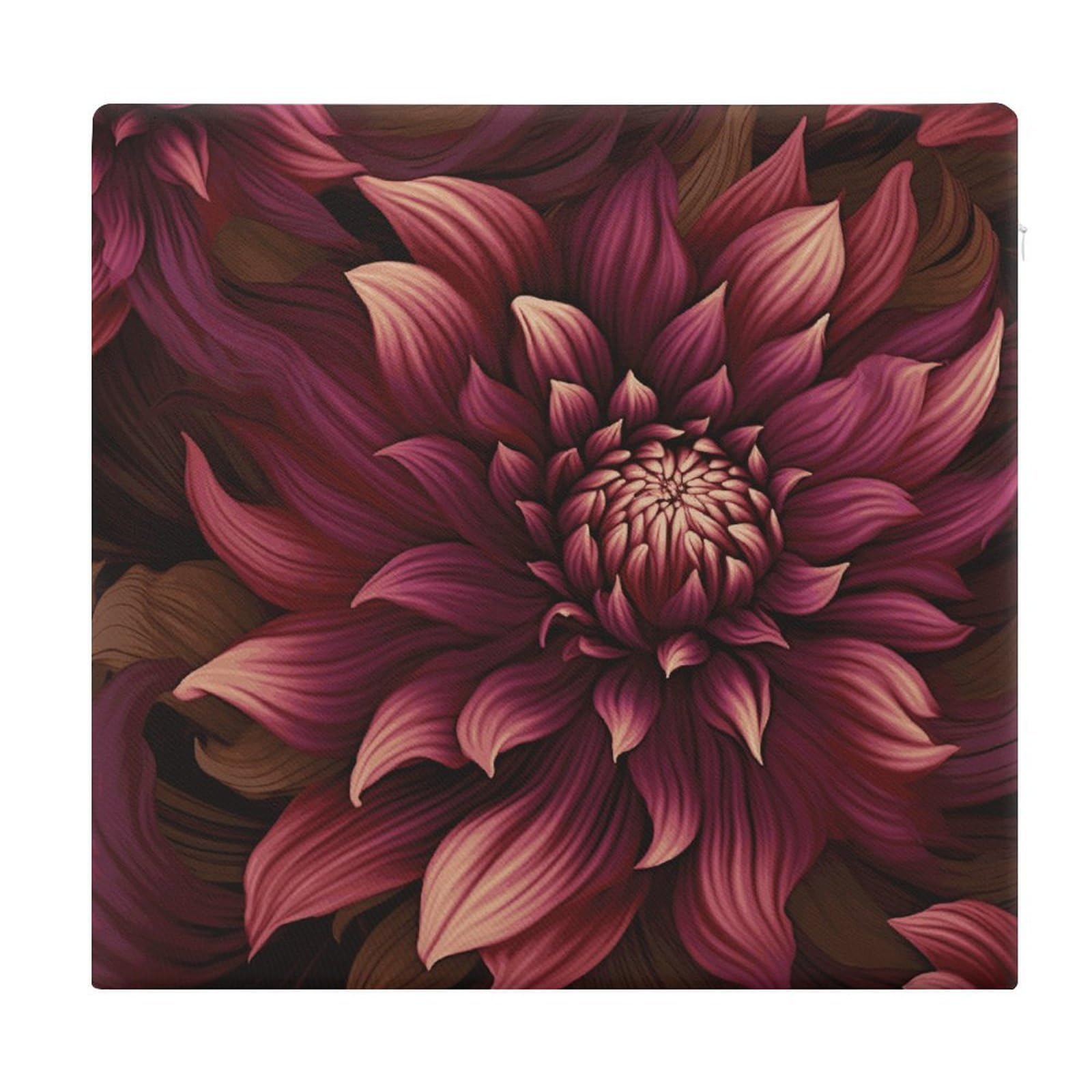 LDGSUPH - Wine Red Artistic Flower Seat Cushions for Office Chair Square Cushions Soft Floor Cushions Comfy Memory Foam Chair Cushion Cushions