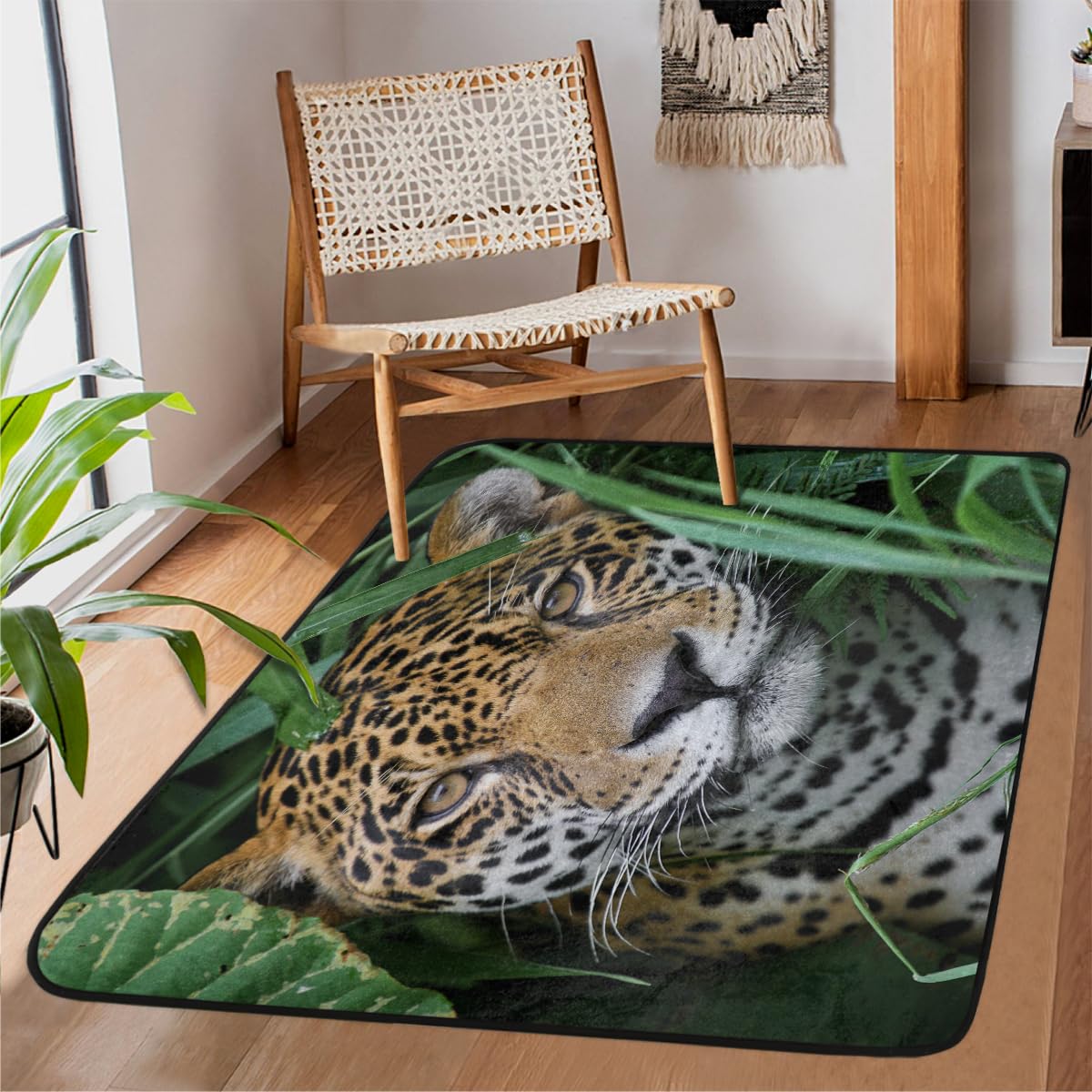 Grand tapis léopard 122x160 cm antidérapant et lavable