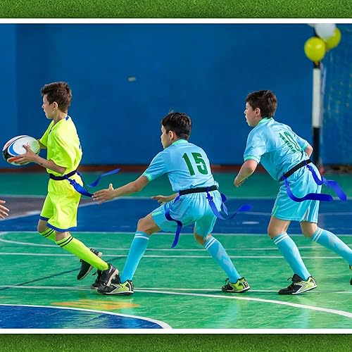 Miniatura 6 de Hungdao Cinturones y banderas de fútbol con bandera de jugadores, cinturones de fútbol ajustables para niños, adolescentes, adultos, entrenamiento
