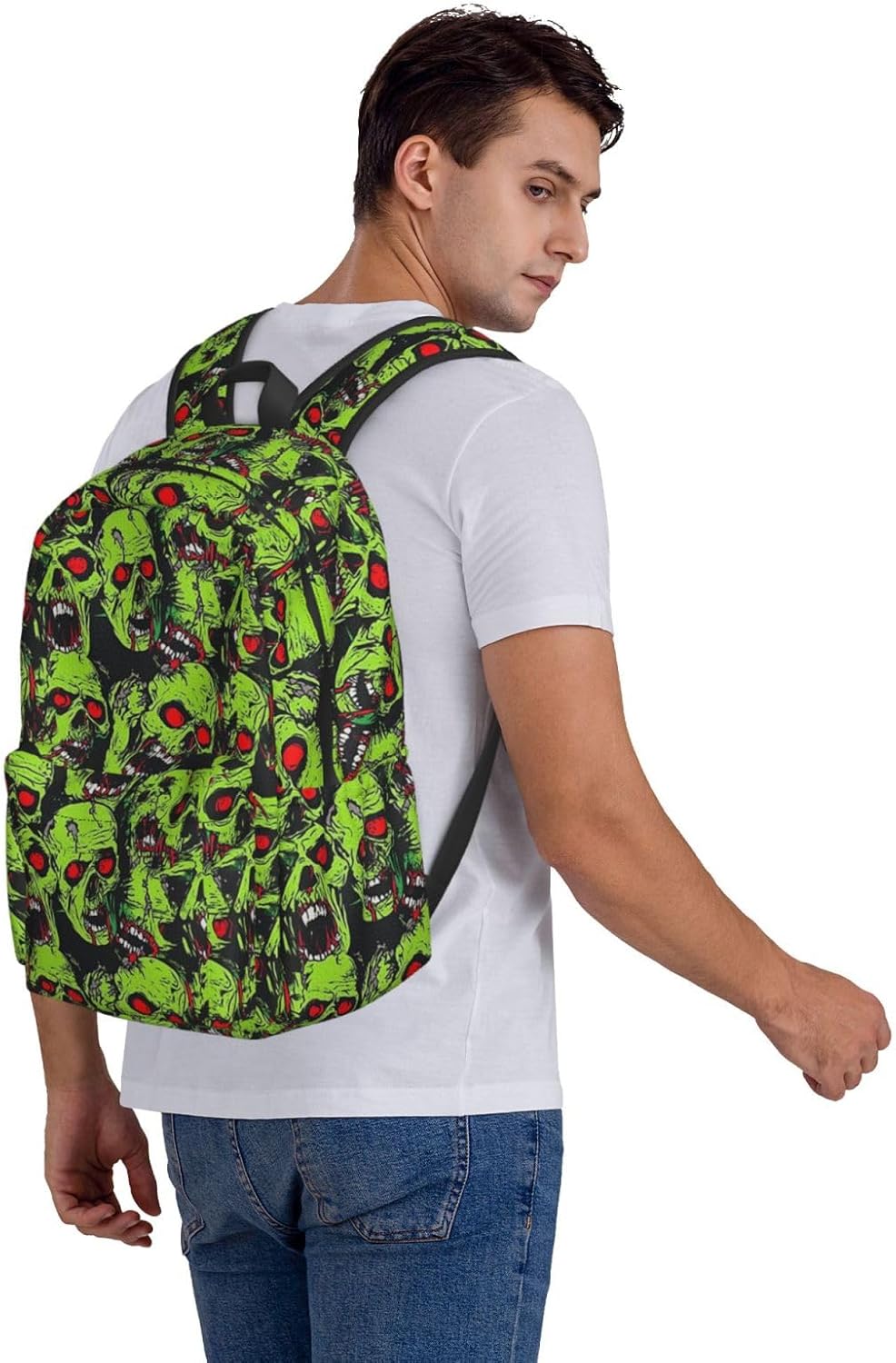 Green Skull Kids Backpack Large Capacity Teenager School Bag Casual Backpacks For Children Boys Girls - Image 9