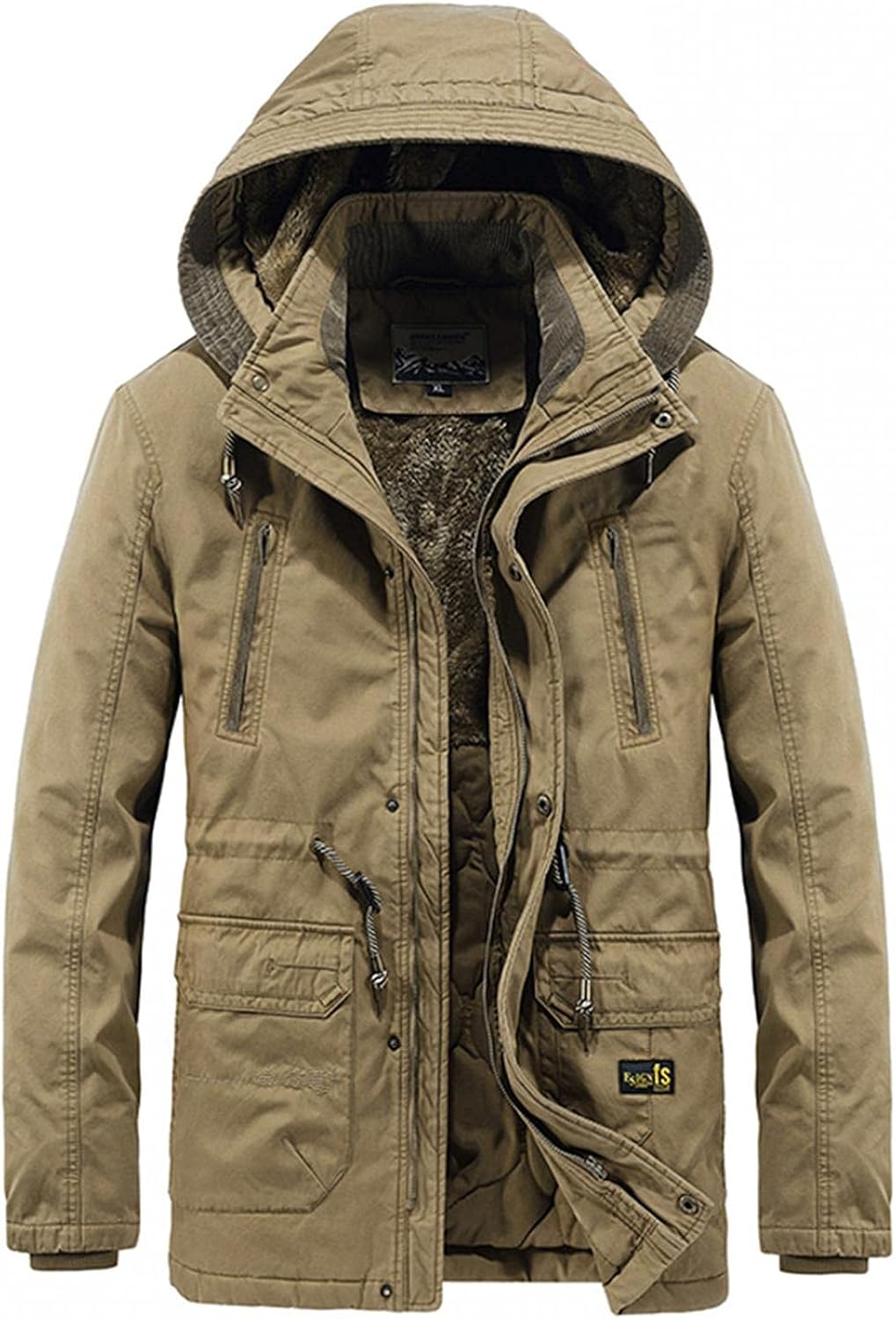 MTENG Men's Winter Military Full-Zip Removable Hooded Mid-Long Thicken Warm Parka Jacket Coat at  Men’s Clothing store
