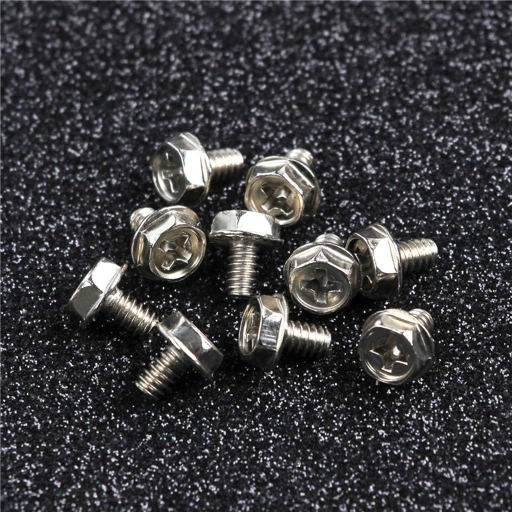 20xScrew+20x Motherboard +20x Washer 6.5mm 6-32-M3 Computer Golden Motherboard Riser+Silver Screws Washers