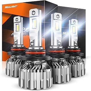 9005/HB3 9006/HB4 LED Headlight Bulbs, 36000 Lumens 600% Brighter 6500K Cool White, 9005 High Beam 9006 Low Beam LED Bulb Combo, Plug-N-Play Halogen Replace Kit with Cooling Fan, Pack of 4