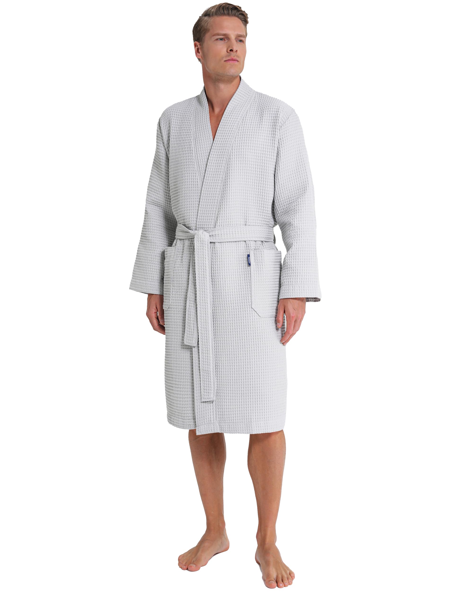 Twinzen - Albornoz Hombre Nido De Abeja - 100% Algodón Batas de Casa Hombre Ligera, Suave y Absorbente