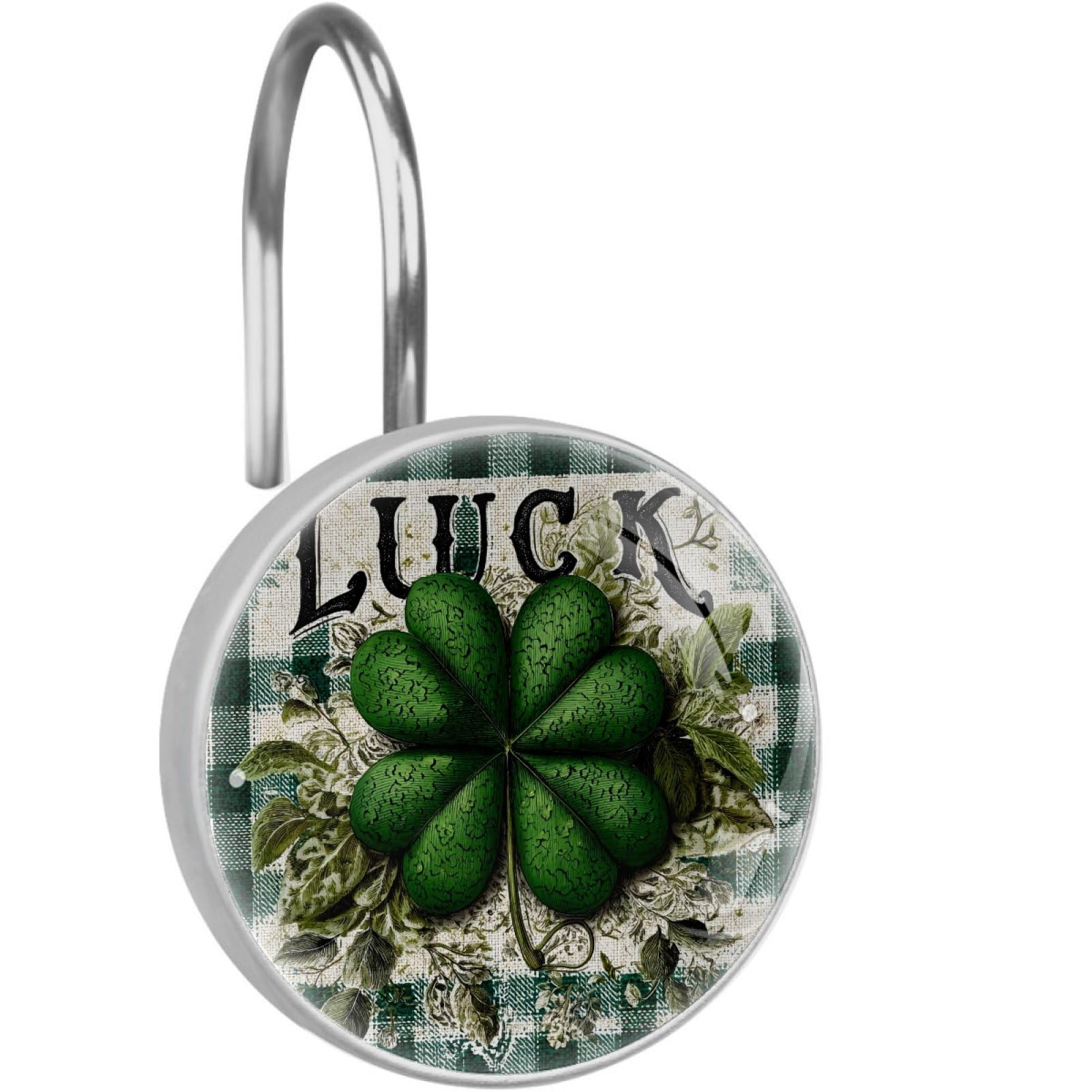 VAPOKF Decorative Shower Curtain Hook: St. Patrick's Day Shamrock Rustproof Stainless Steel Shower Curtain Ring for Bathroom - Shower Curtain Hook & Hangers - Set of 12