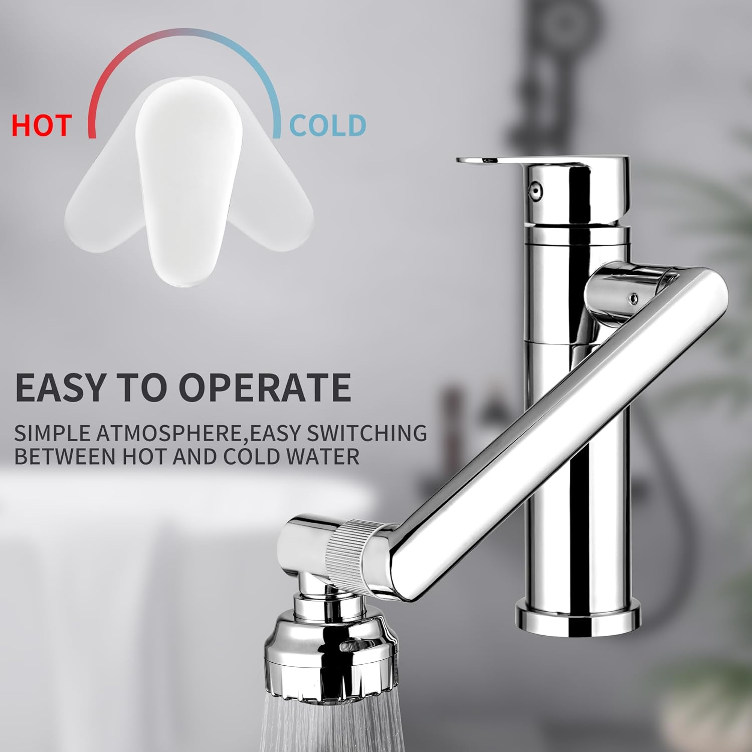 MHX Bathroom Faucet Single Handle Stainless Steel and Copper Alloy Bathroom Faucet Shower-Type Spout - 360° Rotation,Bathroom Sink Vanity Faucet Modern RV Faucet Single Hole Mirror Silver