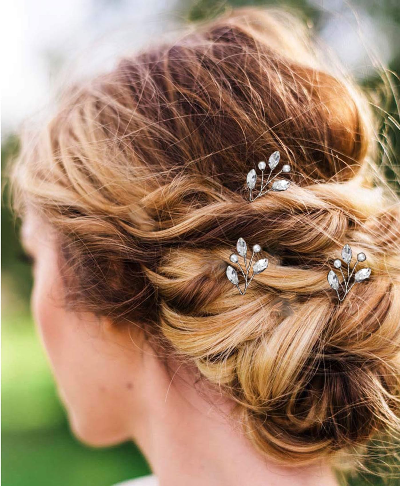 8 forcine per capelli da sposa, argentate, con strass, accessori per capelli per spose, damigelle d'onore, donne e ragazze