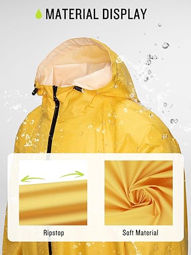 Miniatura 6 de SaphiRose Waterproof Rain Poncho Jacket with Hood and Pockets for Adults - Portable with Pockets Long Sleeves