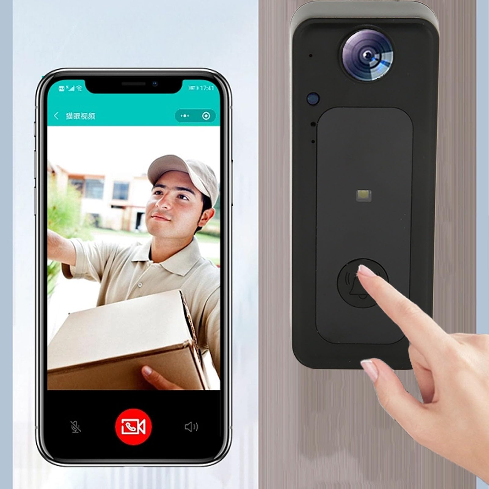 Septpenta Videocitofono Wireless, Telecamera Campanello Wireless, Citofono Vocale Bidirezionale/Funzione Visione Notturna/Controllo Intelligente, Microfono Altamente Sensibile per Monitoraggio Interno