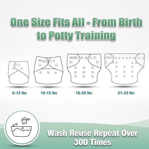 Miniatura 3 de wegreeco Pañales de bolsillo de tela reutilizables lavables para bebé paquete de 6  6 insertos de bambú con 1 bolsa húmeda mundo animal