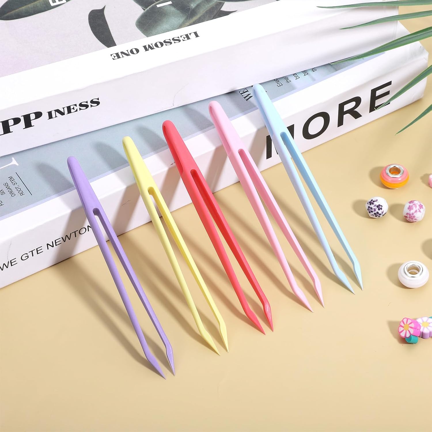 Exclaith 15PCS Plastic Craft Tweezers, Multipurpose Tip Tweezer Multi-Colors Plastic Fuse Beads Forceps Jewelry Making Tools for Handmade DIY Crafts Stickers Tweezer Beading Projects