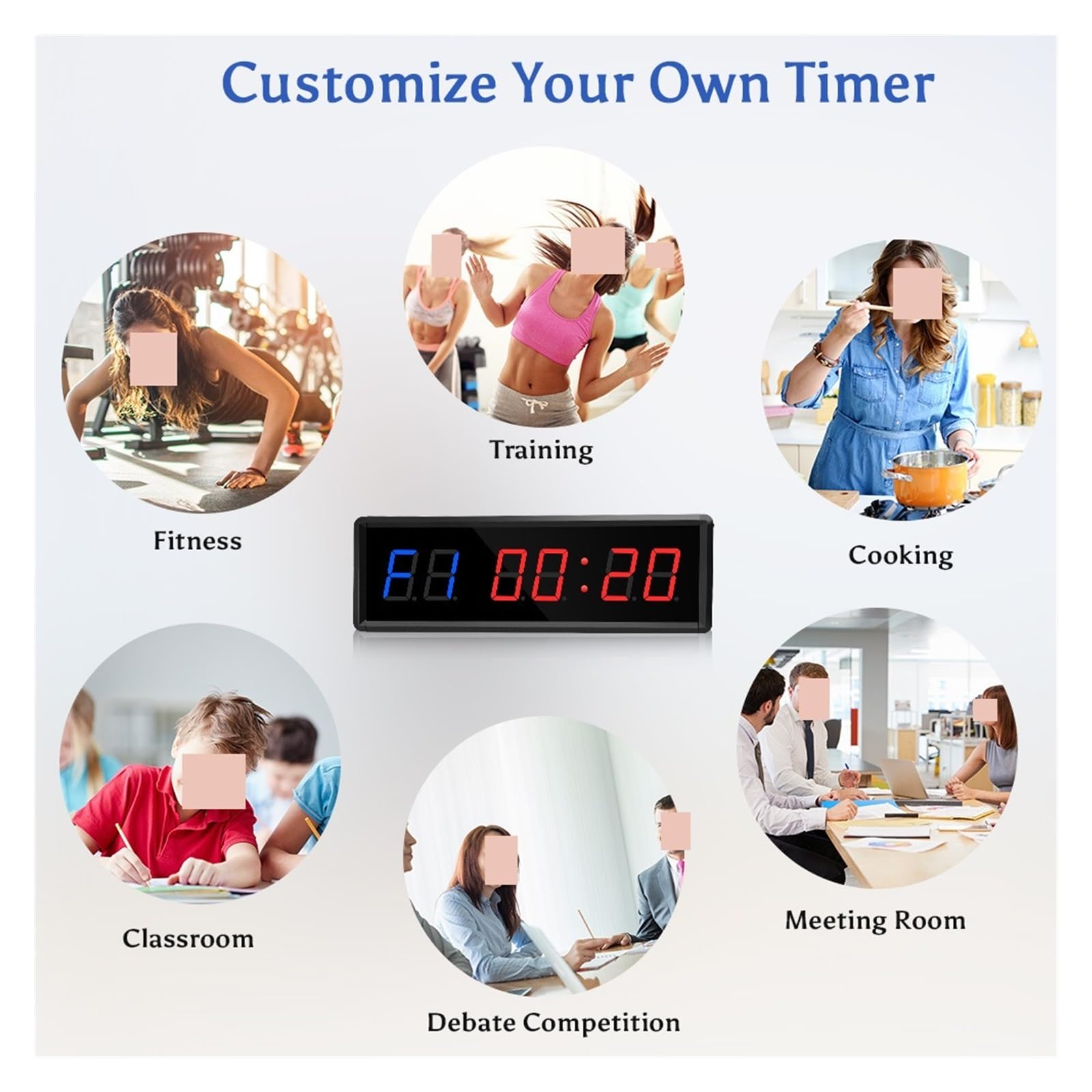 Temporizador De Entrenamiento Gimnasio Portátil, Reloj Fitness con Cuenta Atrás/Arriba, Cronómetro Intervalos Garaje Deportivo Remoto Precision Timing