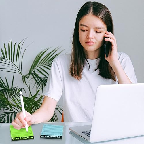 Miniatura 3 de 16 bloc de mensajes telefónicos de 4 x 3.4 pulgadas, color brillante, autoadhesivo, libro de mensajes, bloc de notas de devolución de llamada para